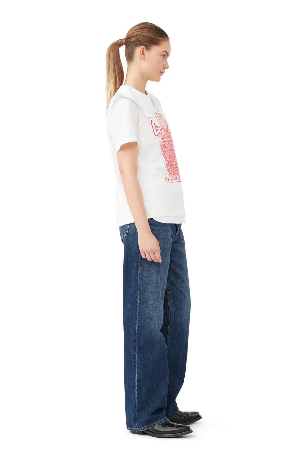 Hot GANNI Strawberry Relaxed T-Shirt Egret