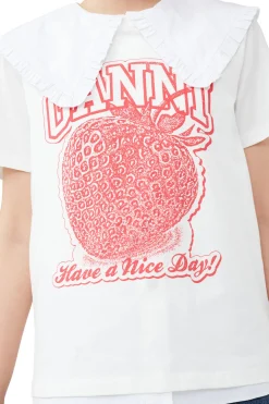 Hot GANNI Strawberry Relaxed T-Shirt Egret