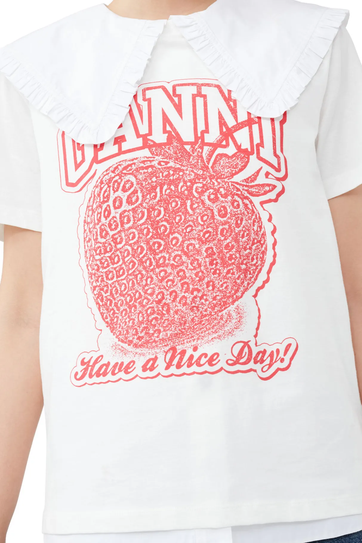 Hot GANNI Strawberry Relaxed T-Shirt Egret