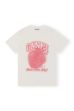 Hot GANNI Strawberry Relaxed T-Shirt Egret