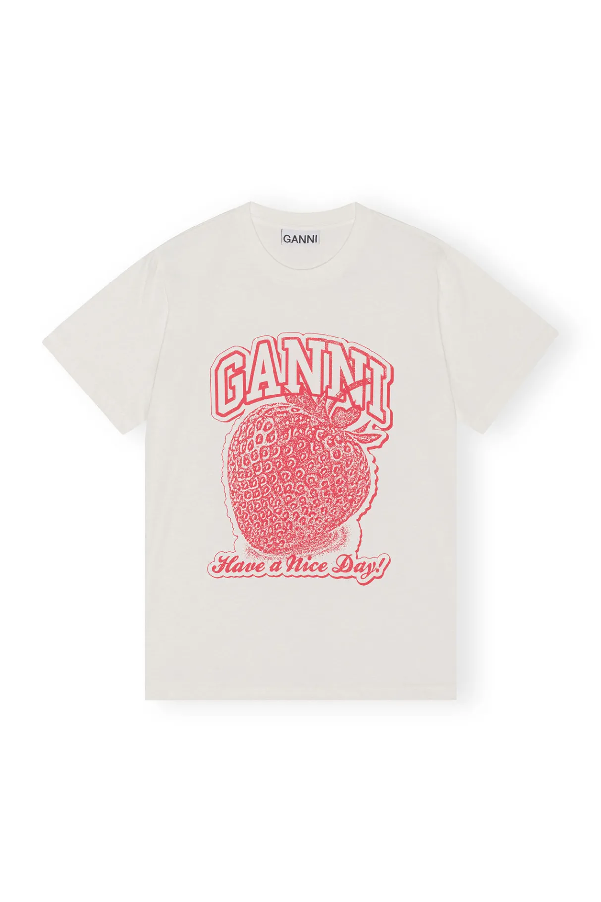 Hot GANNI Strawberry Relaxed T-Shirt Egret