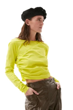 Fashion GANNI Stretch Cotton Blouse Sulphur Spring