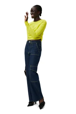 Fashion GANNI Stretch Cotton Blouse Sulphur Spring
