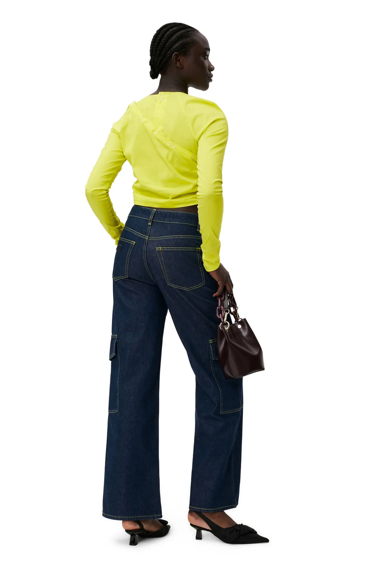 Fashion GANNI Stretch Cotton Blouse Sulphur Spring