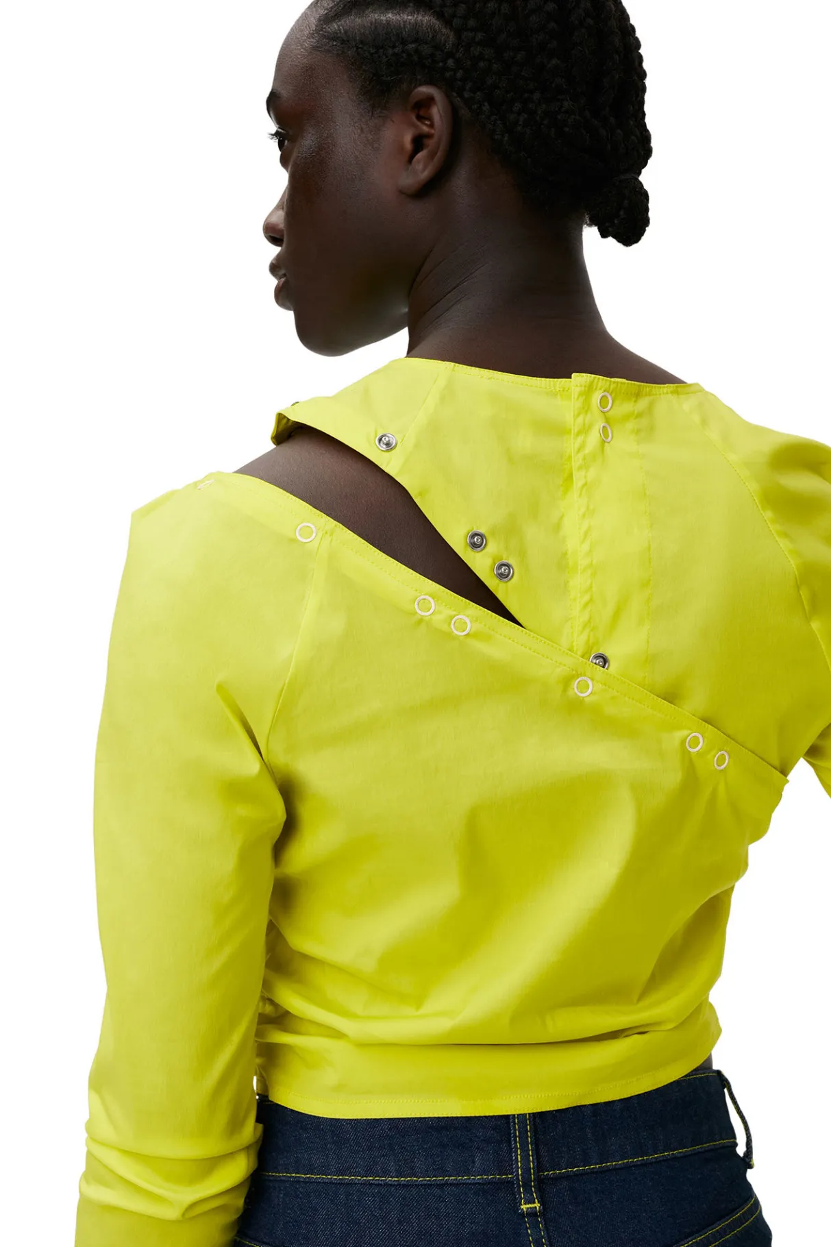 Fashion GANNI Stretch Cotton Blouse Sulphur Spring
