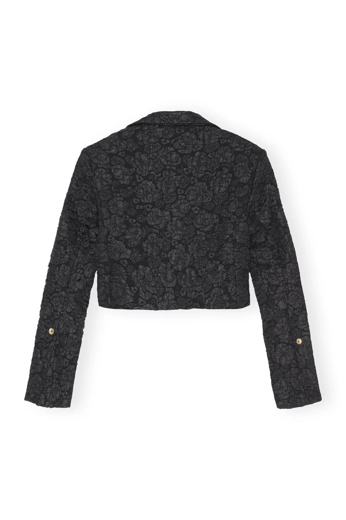 Hot GANNI Stretch Jacquard Cropped Blazer Black