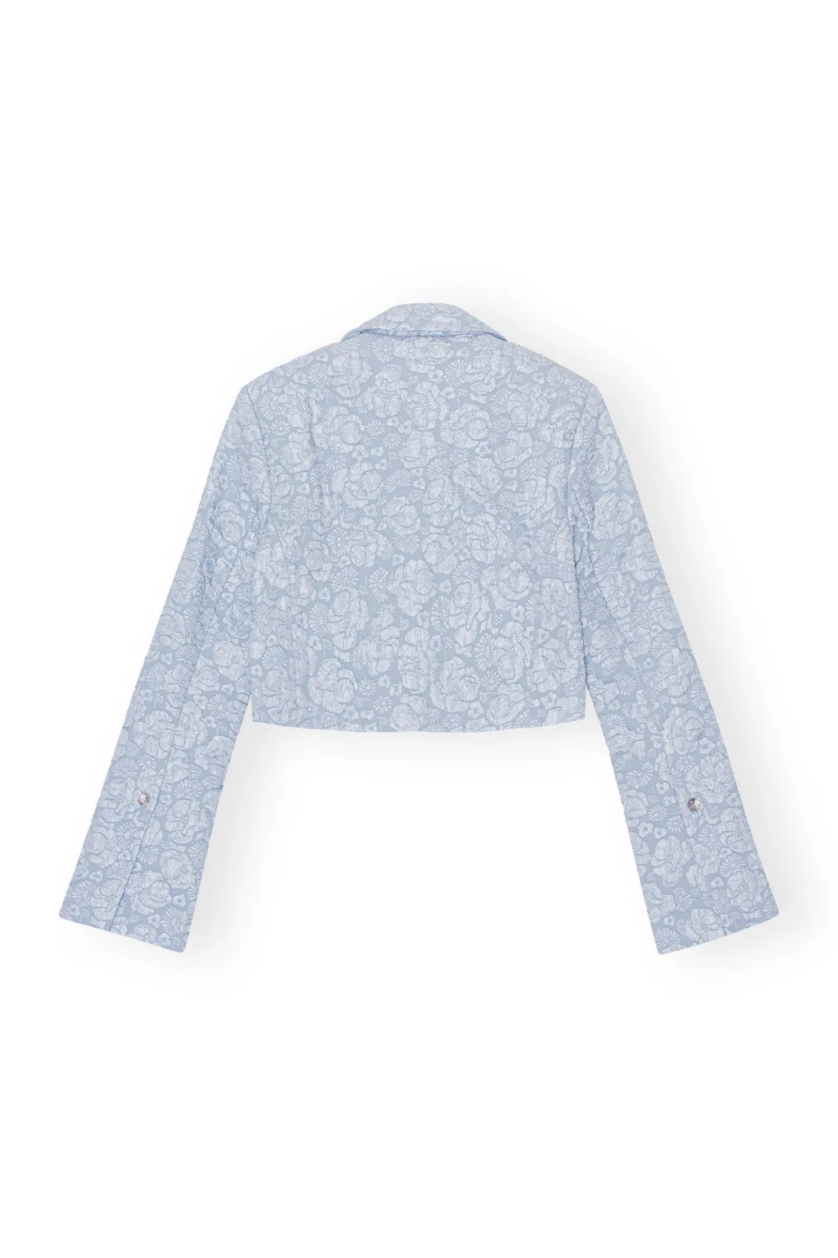 Fashion GANNI Stretch Jacquard Cropped Blazer Sky Blue
