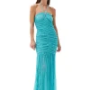 New GANNI Stretch Lace Halter Neck Dress Blue Curacao