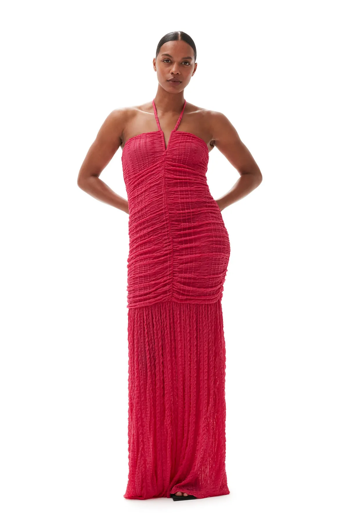 New GANNI Stretch Lace Halter Neck Dress Love Potion