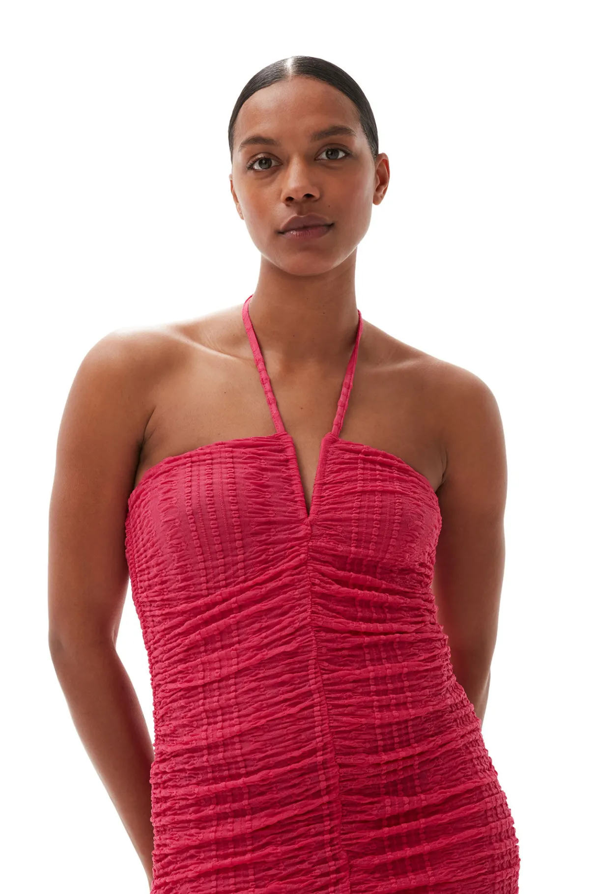 New GANNI Stretch Lace Halter Neck Dress Love Potion