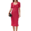 Best GANNI Stretch Lace Ruched Midi Dress Love Potion