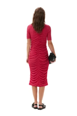 Best GANNI Stretch Lace Ruched Midi Dress Love Potion
