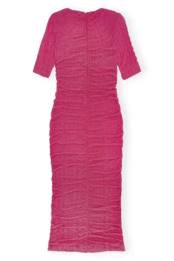 Best GANNI Stretch Lace Ruched Midi Dress Love Potion
