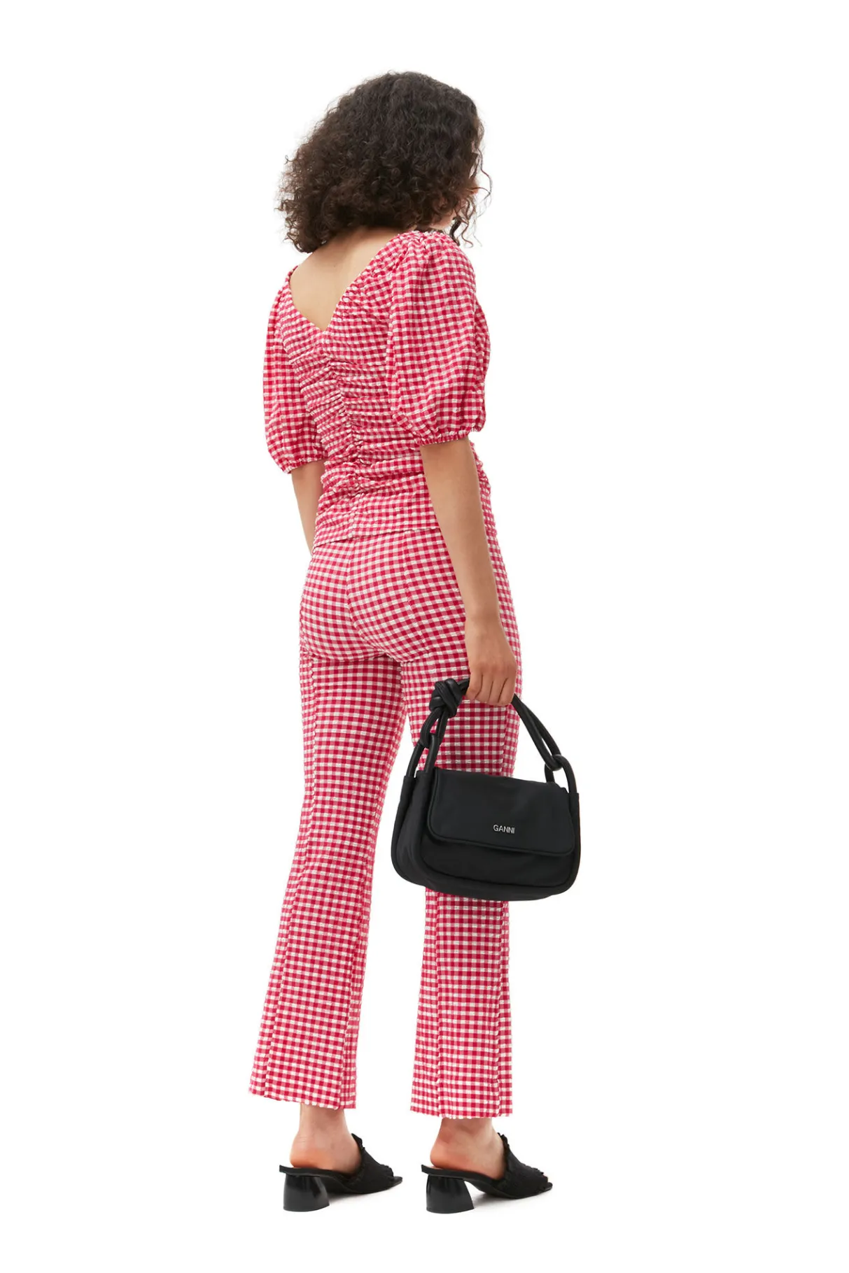 Store GANNI Stretch Seersucker Cropped Pants Love Potion