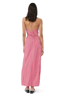 Online GANNI Stretch Seersucker Maxi Dress Love Potion