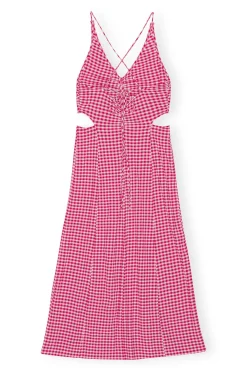 Online GANNI Stretch Seersucker Maxi Dress Love Potion