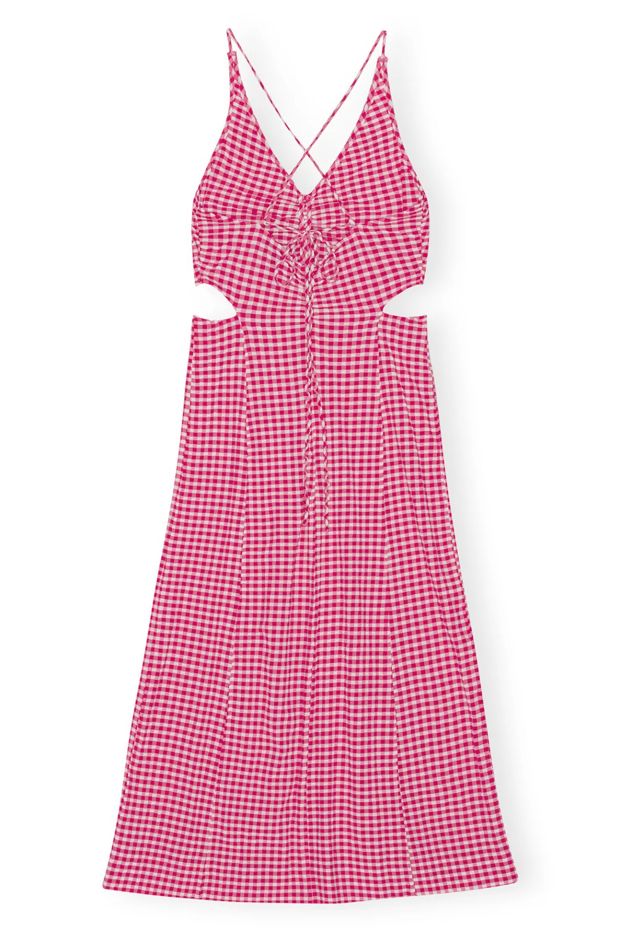 Online GANNI Stretch Seersucker Maxi Dress Love Potion
