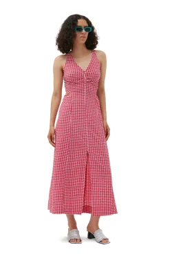 Online GANNI Stretch Seersucker Maxi Dress Love Potion