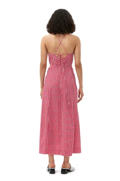 Online GANNI Stretch Seersucker Maxi Dress Love Potion