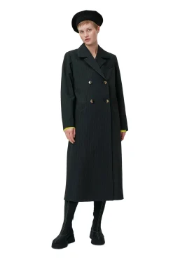 Online GANNI Stretch Stripe Coat Black