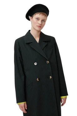 Online GANNI Stretch Stripe Coat Black