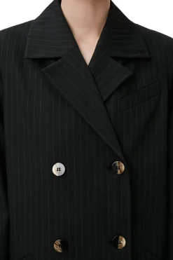Online GANNI Stretch Stripe Coat Black