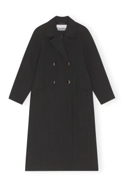 Online GANNI Stretch Stripe Coat Black