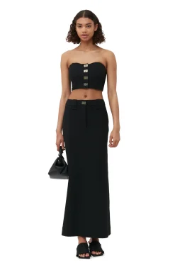 Best Sale GANNI Stretch Suiting Corsage Top Black