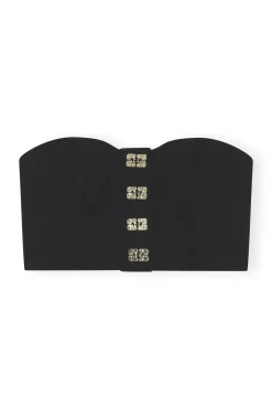 Best Sale GANNI Stretch Suiting Corsage Top Black