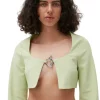 Best GANNI Stretch Suiting Cropped Blouse Lily Green