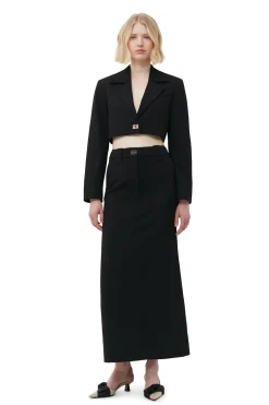 Cheap GANNI Stretch Suiting Cropped Blazer Black