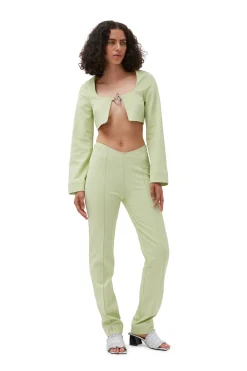 Best GANNI Stretch Suiting Cropped Blouse Lily Green