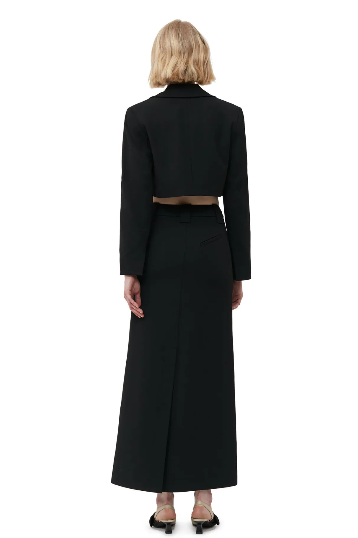 Cheap GANNI Stretch Suiting Cropped Blazer Black