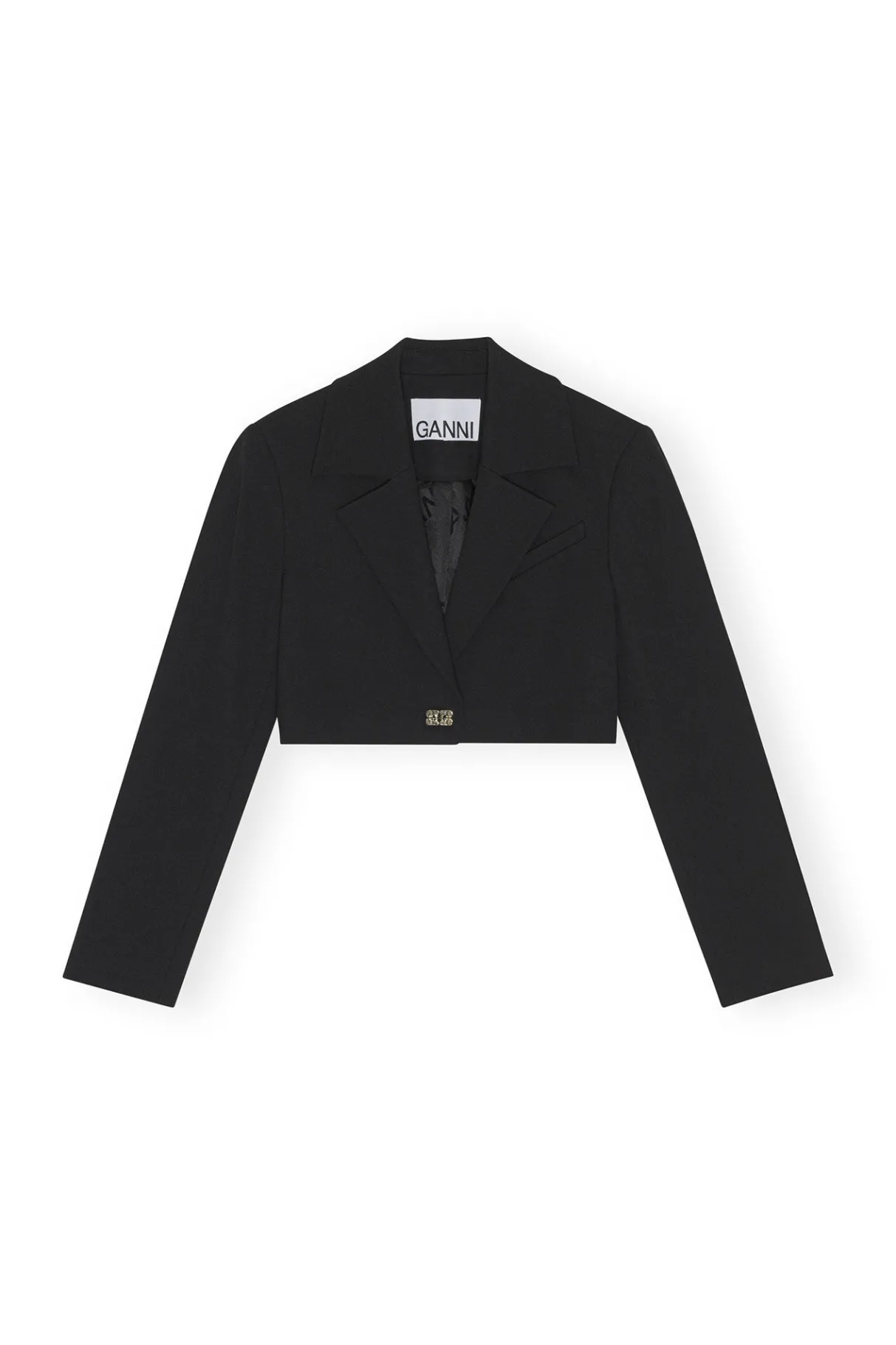 Cheap GANNI Stretch Suiting Cropped Blazer Black