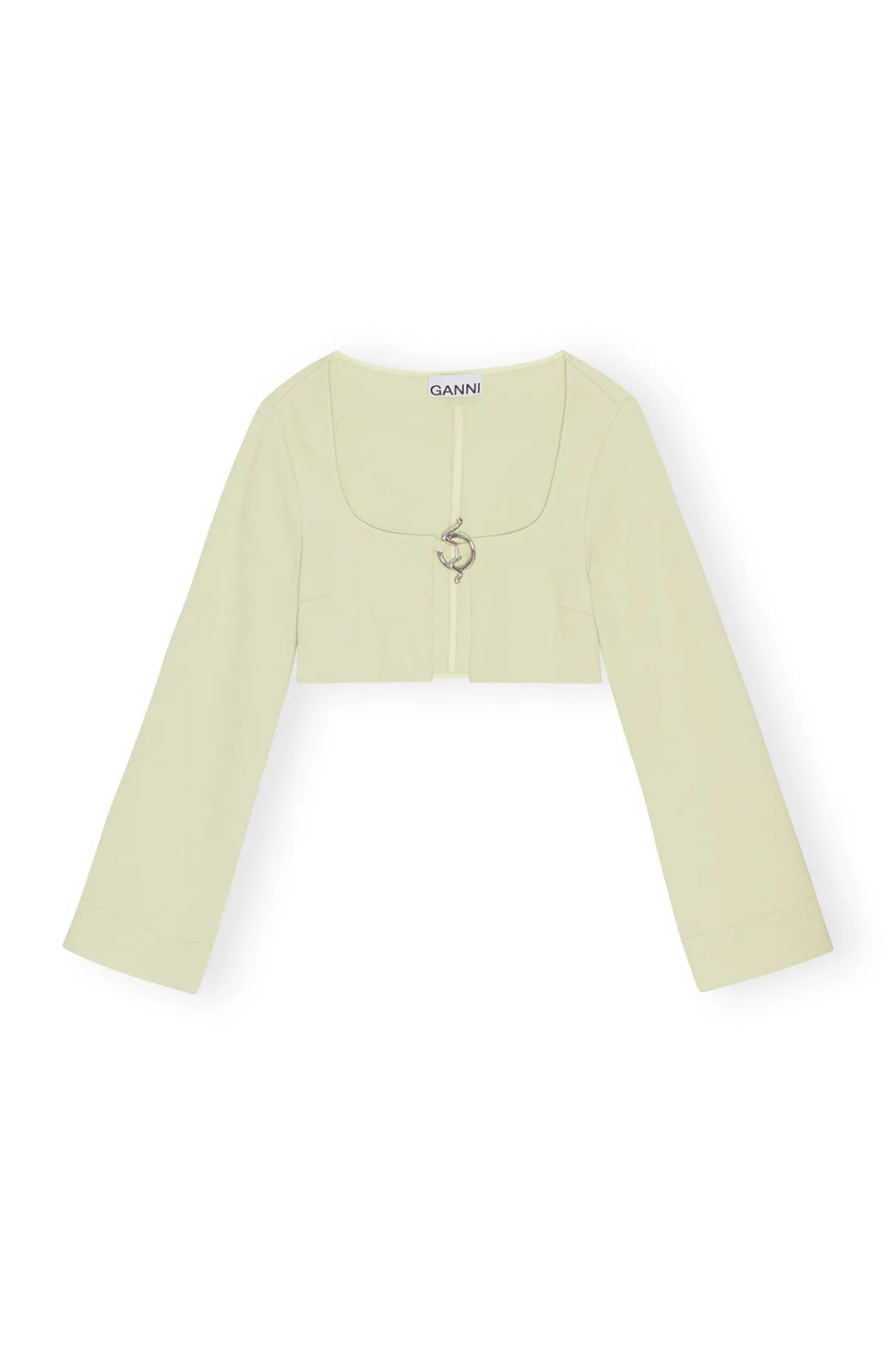 Best GANNI Stretch Suiting Cropped Blouse Lily Green