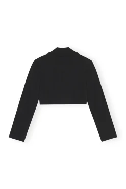 Cheap GANNI Stretch Suiting Cropped Blazer Black