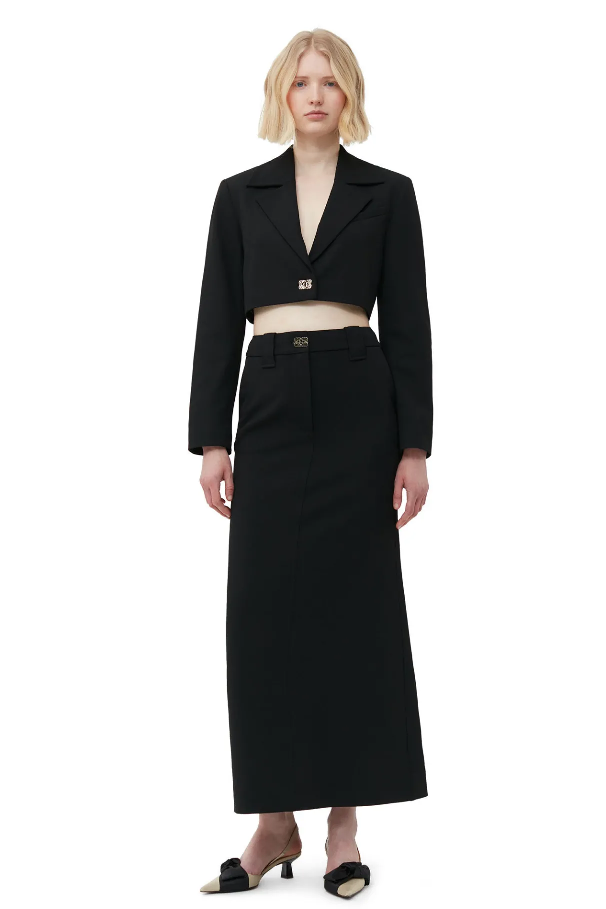 Best Sale GANNI Stretch Suiting Maxi Skirt Black