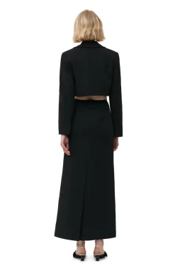 Best Sale GANNI Stretch Suiting Maxi Skirt Black