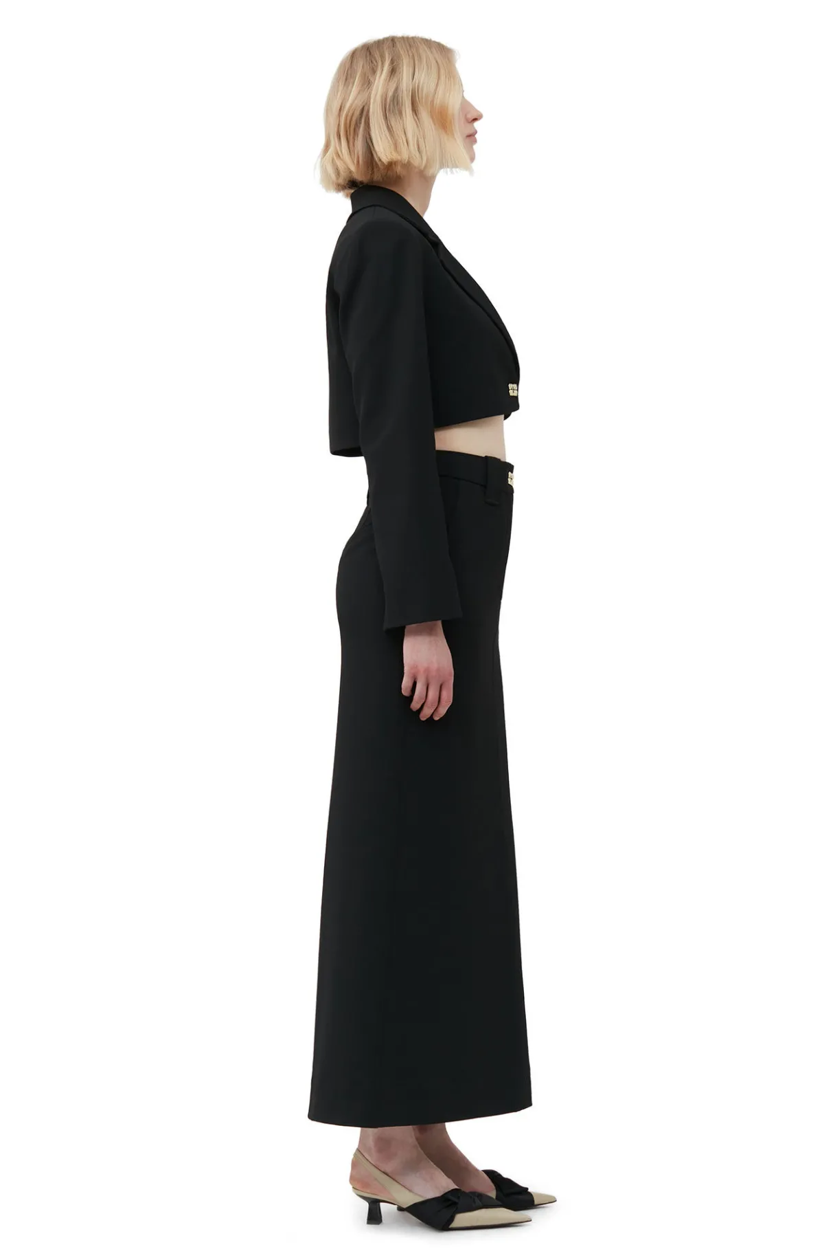 Best Sale GANNI Stretch Suiting Maxi Skirt Black