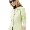 Clearance GANNI Stretch Suiting Shirt Blazer Lily Green