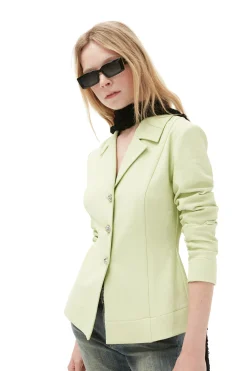 Clearance GANNI Stretch Suiting Shirt Blazer Lily Green