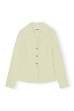 Clearance GANNI Stretch Suiting Shirt Blazer Lily Green