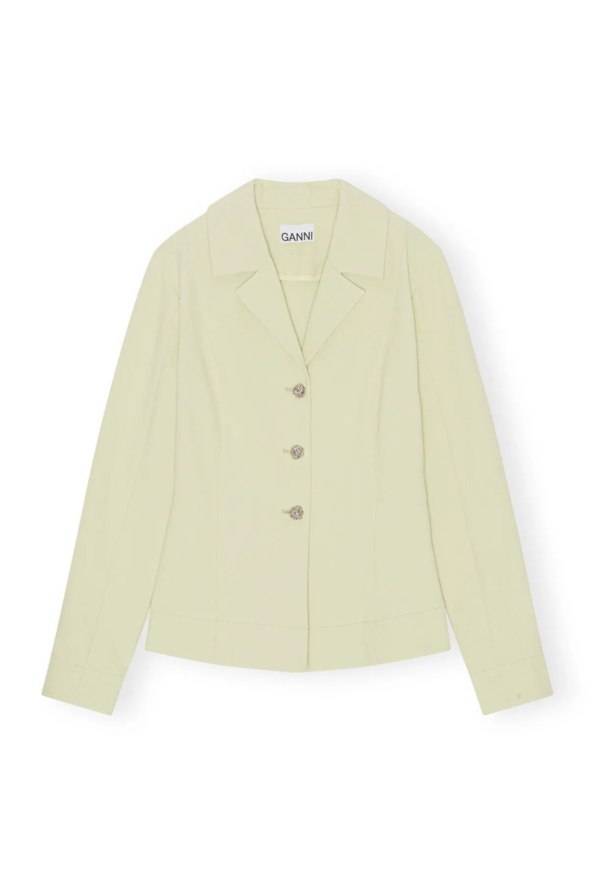 Clearance GANNI Stretch Suiting Shirt Blazer Lily Green