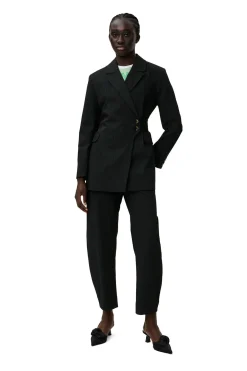 Shop GANNI Stripe Belt Blazer Black