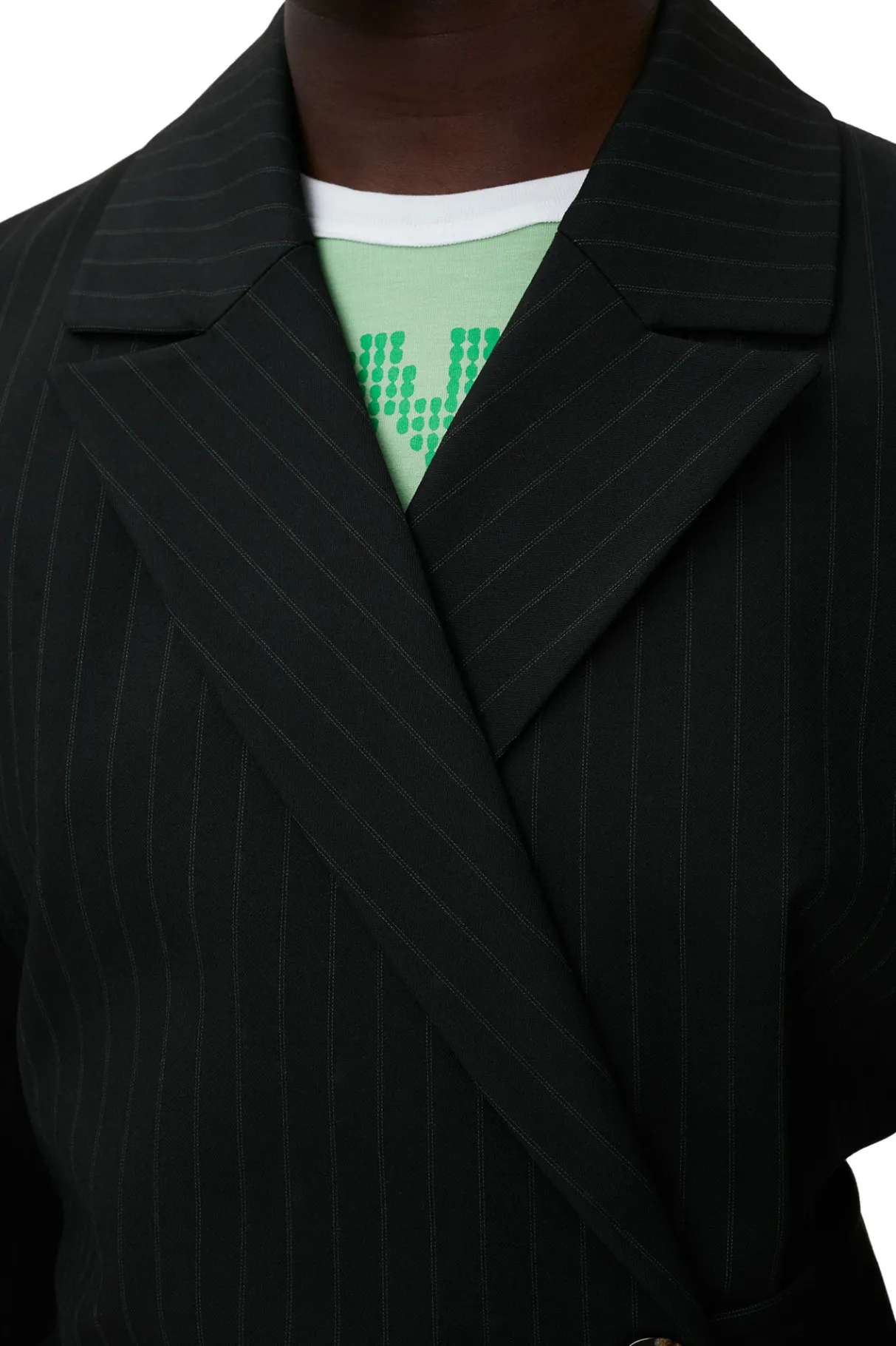 Shop GANNI Stripe Belt Blazer Black