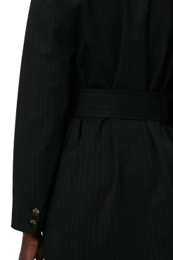 Shop GANNI Stripe Belt Blazer Black