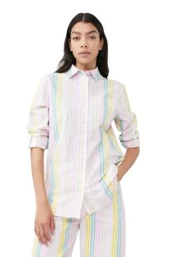 Fashion GANNI Stripe Cotton Shirt Multicolour