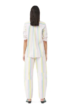Fashion GANNI Stripe Cotton Shirt Multicolour