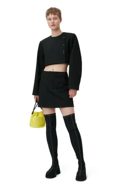 Cheap GANNI Stripe Cropped Blazer Black