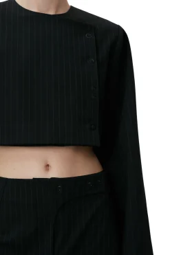 Cheap GANNI Stripe Cropped Blazer Black
